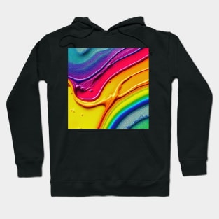 Liquid Colors Flowing Infinitely - Heavy Texture Swirling Thick Wet Paint - Abstract Inspirational Rainbow Drips Hoodie